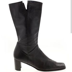 Stuart Weitzman Black Leather Mid Calf Boots